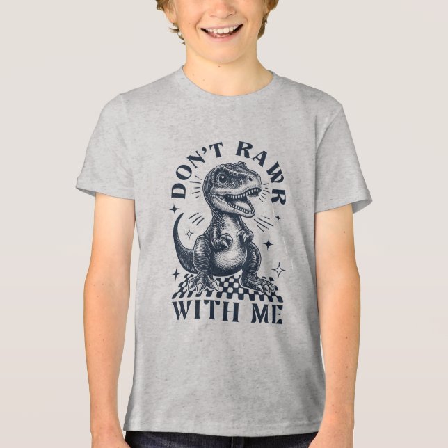 Nicht mit mir rawr - Dinosaurier Retro Tri-Blend Shirt (Vorderseite)
