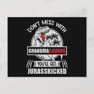 Nicht mit Oma Saurus Dinosaurier Familienfamilie M Postkarte