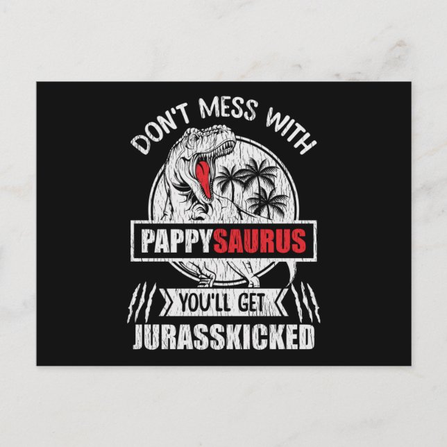 Nicht mit Pappy Saurus Dinosaur Vater Postkarte (Vorderseite)