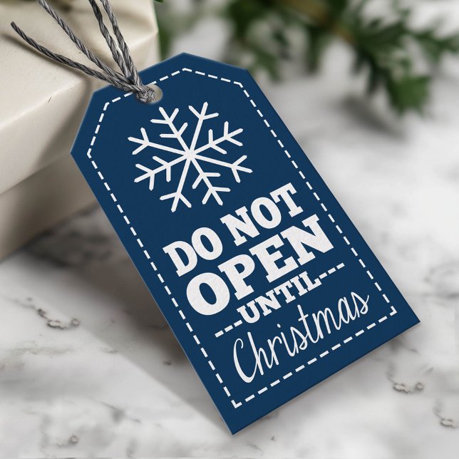 Nicht öffnen bis Weihnachten Schneeflocke - navy b Geschenkanhänger (Custom Christmas Gift Tag)