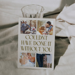 Nicht ohne dich Hochzeit 4-Foto Creme Dankeskarte