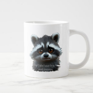 Nicht Raccoon Animal arbeiten wollen Jumbo-Tasse