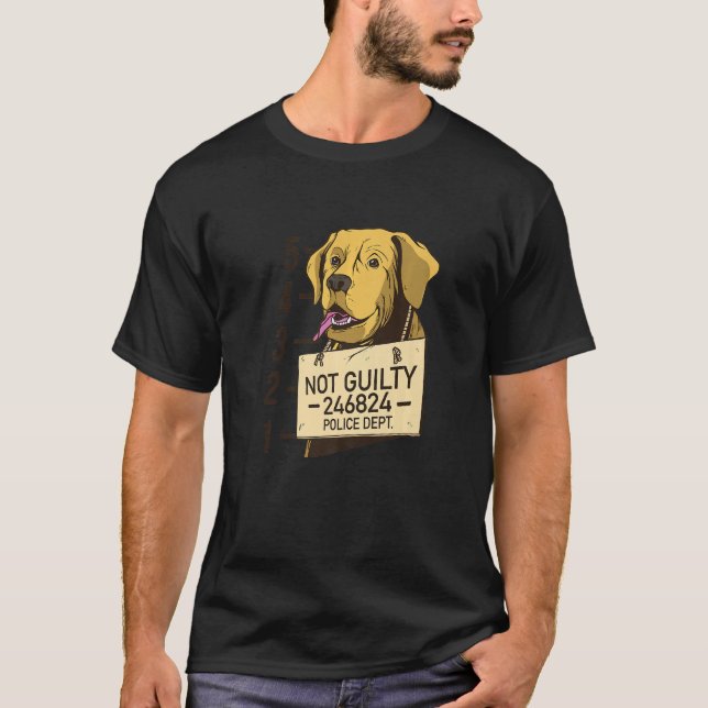 Nicht schuldig Hund Mugshot Gefängnis T-Shirt (Vorderseite)