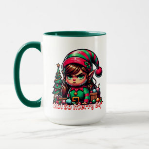 Nicht sehr froh Weihnachtself Funny Personalisie Tasse