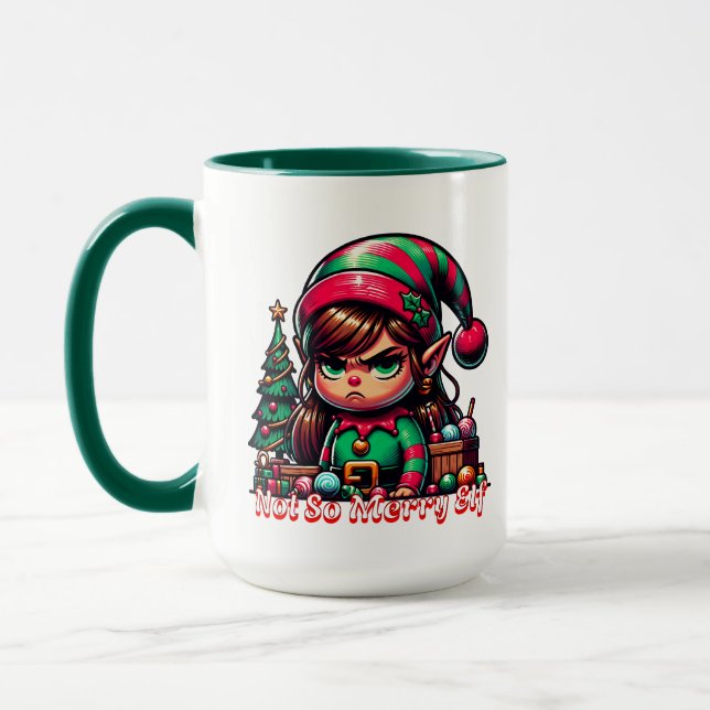 Nicht sehr froh Weihnachtself | Funny Personalisie Tasse (Links)