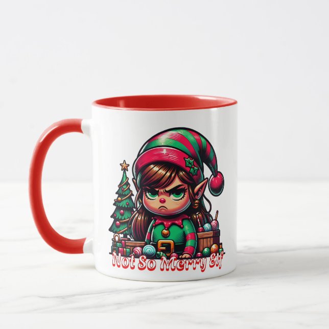 Nicht sehr froh Weihnachtself | Funny Personalisie Tasse (Links)