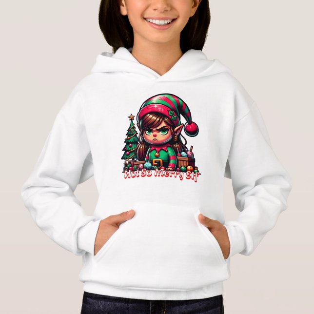 Nicht sehr froh Weihnachtself Hoodie (Vorderseite)