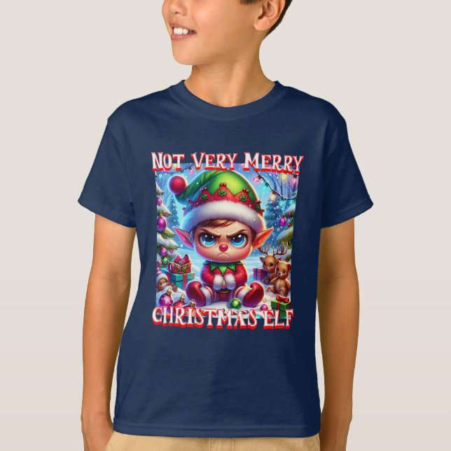 Nicht sehr froh Weihnachtself T-Shirt (Vorderseite)