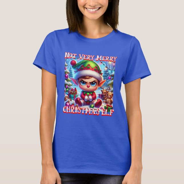 Nicht sehr froh Weihnachtself T-Shirt (Vorderseite)
