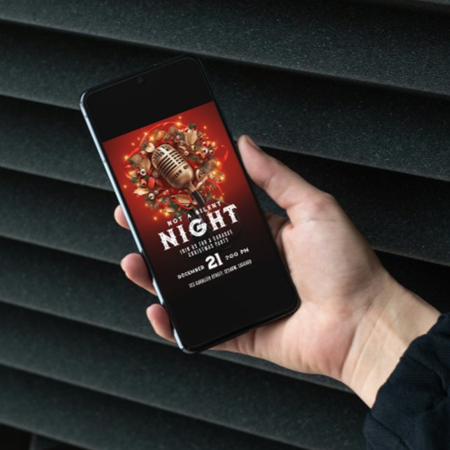 Nicht Silver Night Karaoke Weihnachts Party Mic Einladung (Von Creator hochgeladen)