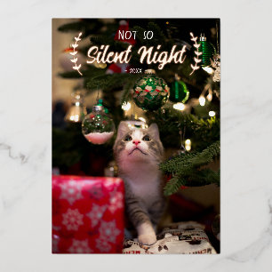 Nicht so Stille Nachttier Foto Foil Holiday Card Folien Feiertagskarte