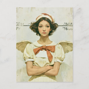 Nicht so unschuldiger Weihnachtsengel-Mugshot Postkarte