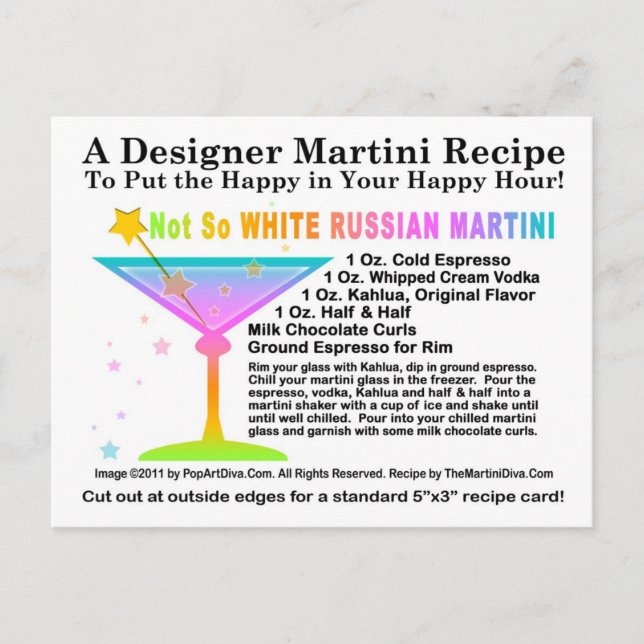 Nicht so weißes Rezept Russlands Martini Postkarte (Vorderseite)