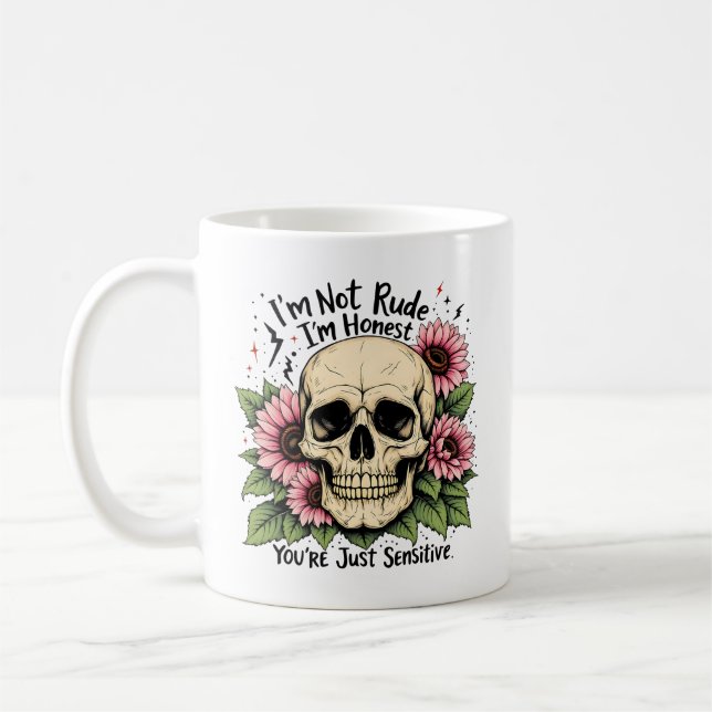 Nicht unbedruckte Tasse | Funny Skull & Floral Cof (Links)