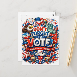 Nicht vergessen zu wählen! Patriotische Feier Postkarte