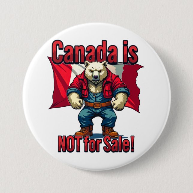 NICHT VERKAUF, Kanada, Polar Bear Lumberjack, Flag Button (Vorderseite)