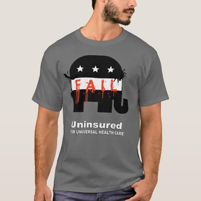 Nicht versichert für universelles Gesundheitswesen T-Shirt (Vorderseite)