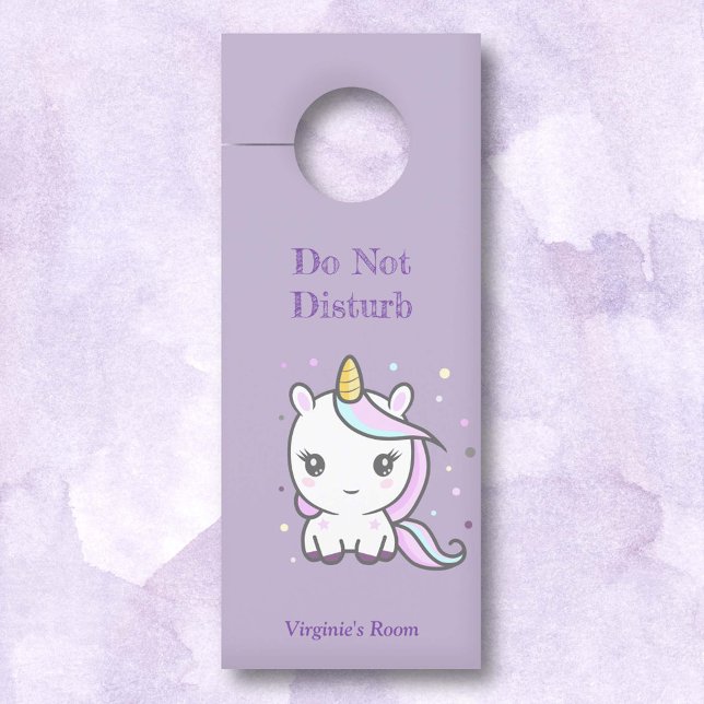Nicht verzerren Niedliches Einhorn Lila Türanhänger (Do Not Disturb Cute Unicorn Purple Door Hanger)