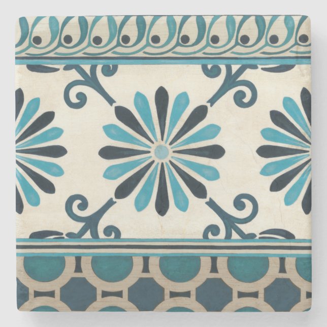 Nicht verzierte Indigofries II Steinuntersetzer (Vorderseite)