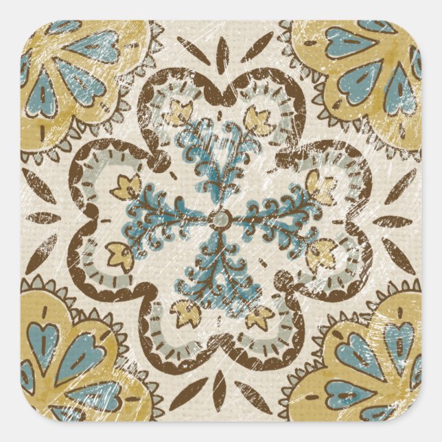 Nicht verzierter Batik-Platz II Quadratischer Aufkleber (Vorderseite)