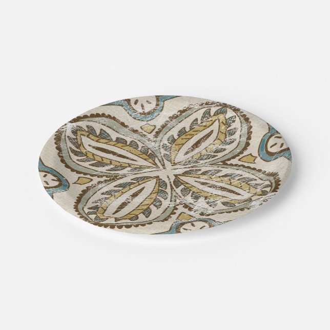 Nicht verzierter Batik-Platz III Pappteller (Schrägansicht)