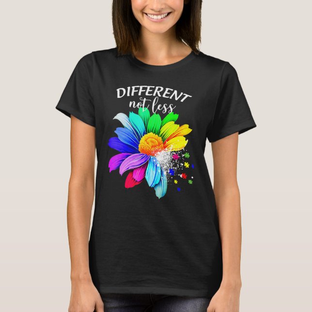 Nicht weniger Sonnenblumen Autismus Puzzle Awarene T-Shirt (Vorderseite)