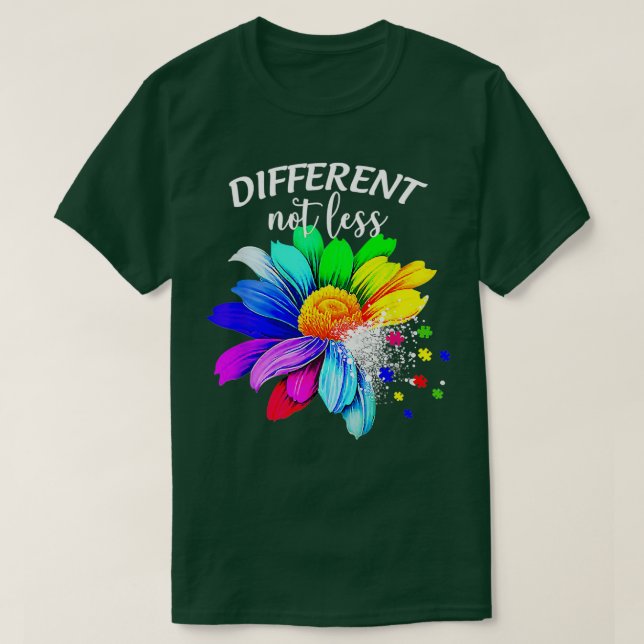 Nicht weniger Sonnenblumen Autismus Puzzle Awarene T-Shirt (Design vorne)