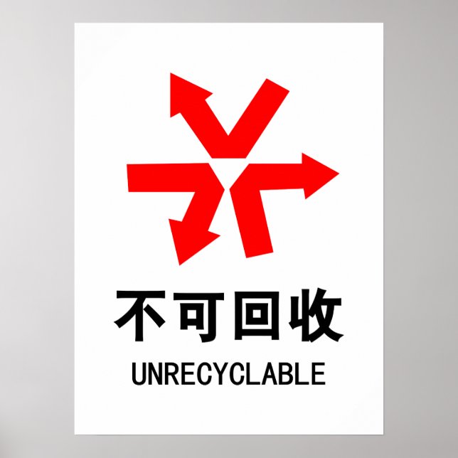 Nicht wiederverwertbar ~ Hanzi-Zeichen in chinesis Poster (Vorne)