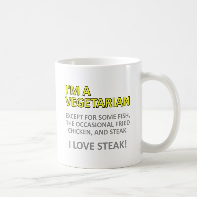 Nicht wirklich ein vegetarischer Funny Mug Tasse (Rechts)