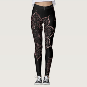 Nicht zentrierte Rose Gold Imitat Glitzer Mandalas Leggings
