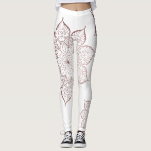 Nicht zentrierte Rose Gold Imitat Glitzer Mandalas Leggings