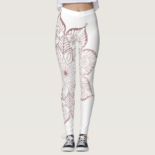 Nicht zentrierte Rose Gold Imitate Glitzer Mandala Leggings