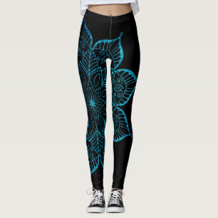 Nicht zentrierter Aquamariner Imitat Glitzer Manda Leggings