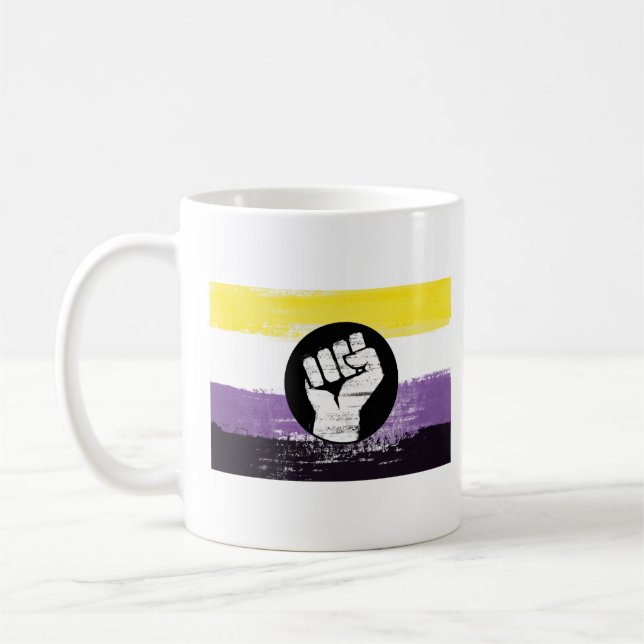 Nichtbinäre bemalte Protestflagge Kaffeetasse (Links)