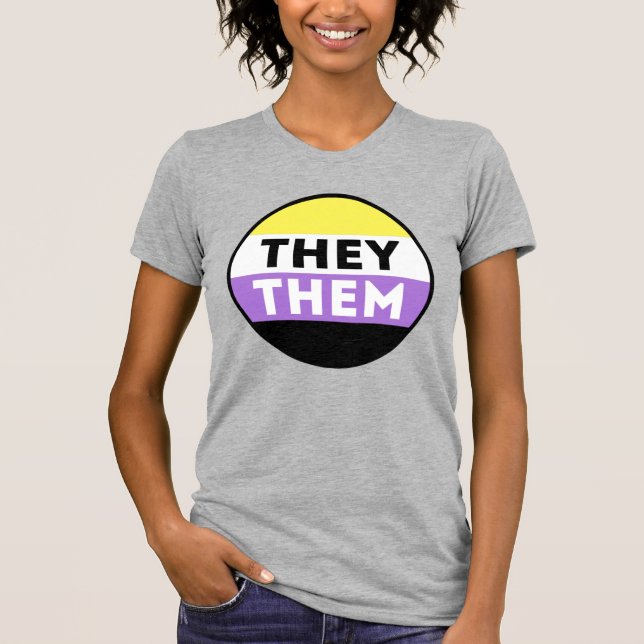Nichtbinäre Button-Pronomen - Sie T-Shirt (Vorderseite)
