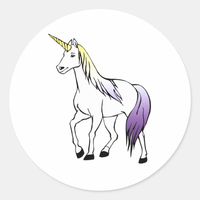 Nichtbinäre Einhorn Runder Aufkleber (Vorderseite)