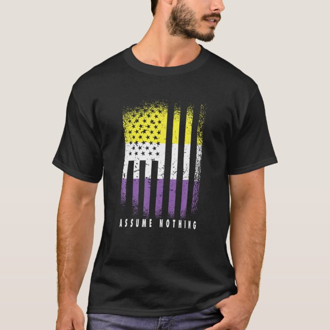 Nichtbinäre Flag Annahme Nichts Genderqueer Non-Bi T-Shirt (Vorderseite)