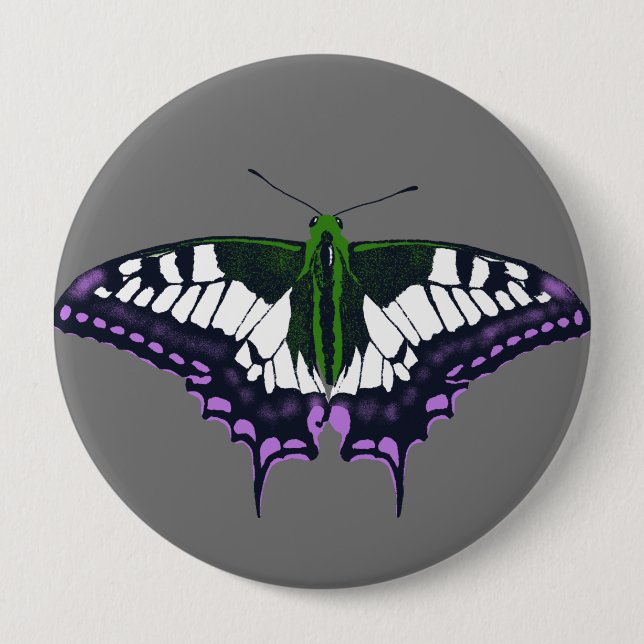 Nichtbinäre Genderqueer Pride Frack Butterfly Button (Vorderseite)
