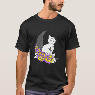 Nichtbinäre Katze Mond Rose Nichtbinärer Stolz LGB T-Shirt
