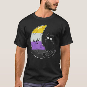 Nichtbinäre Mond Weltraum Katze Lgbt Pride Mit Nb T-Shirt
