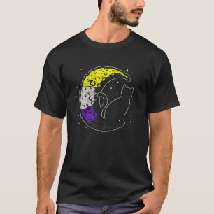 Nichtbinäre Mond Weltraum Katze Lgbt Stolz Mit Nb T-Shirt