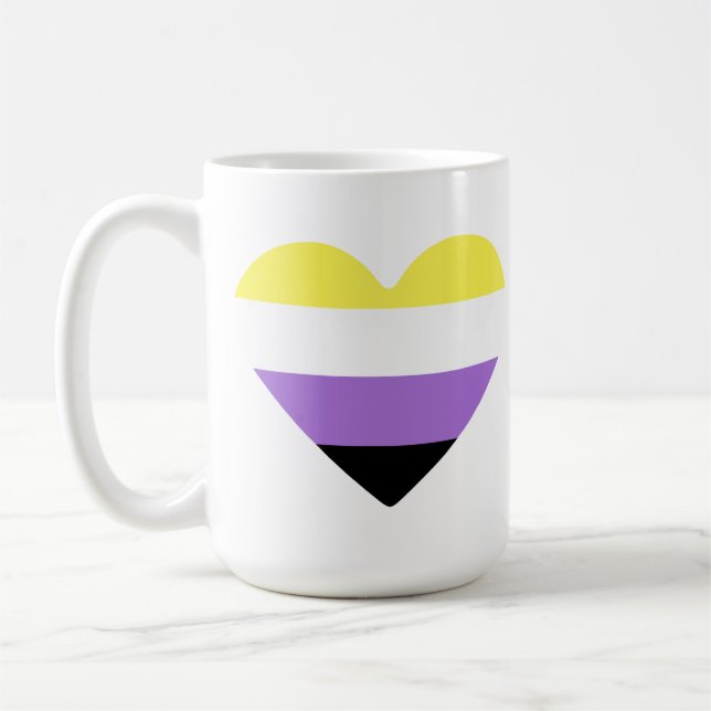 Nichtbinäre Pride-Flagge Herz Kaffeetasse (Links)