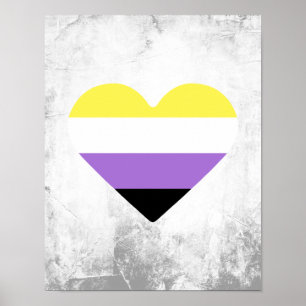 Nichtbinäre Pride-Flagge Herz Poster