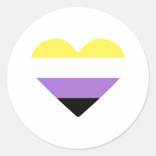Nichtbinäre Pride-Flagge Herz Runder Aufkleber