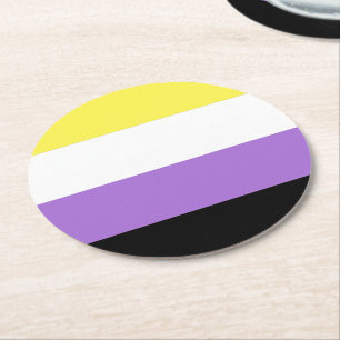 Nichtbinäre Pride-Flagge Runder Pappuntersetzer