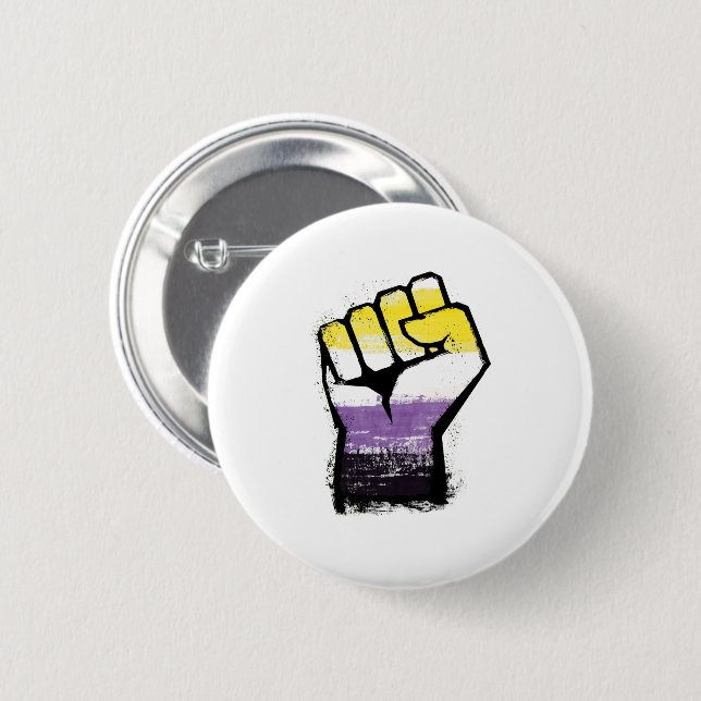 Nichtbinäre Pride- Protestfaust Button (Vorne & Hinten)