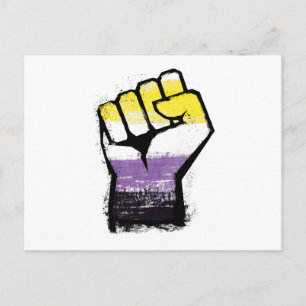 Nichtbinäre Pride- Protestfaust Postkarte