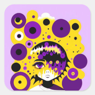 nichtbinäre Zirkelkleber Quadratischer Aufkleber