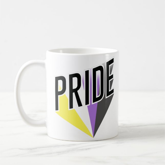 Nichtbinärer Pride Burst Kaffeetasse (Links)