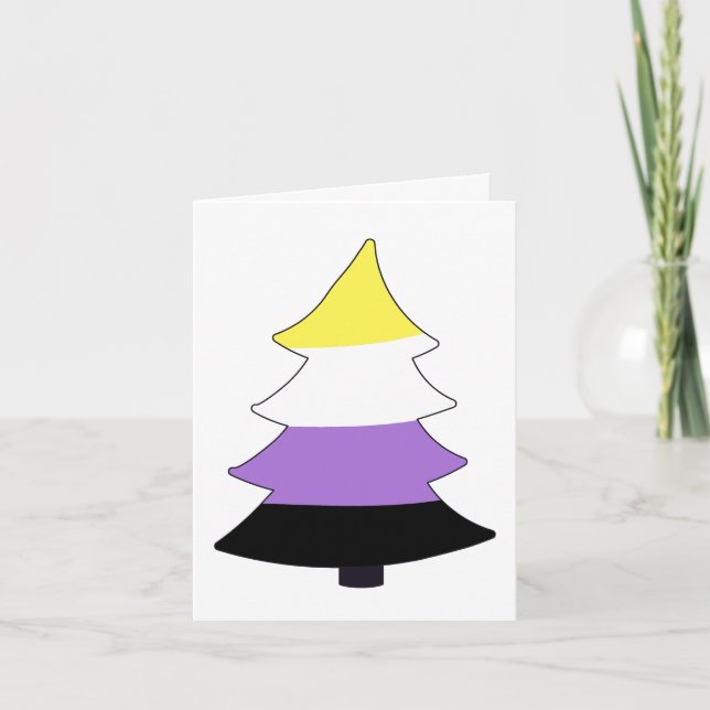 Nichtbinärer Pride Holigay Baum Feiertagskarte (Vorderseite)